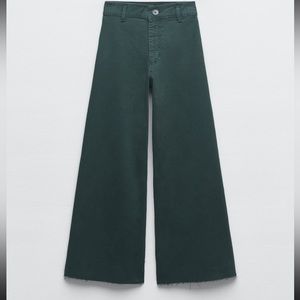 Zara high rise marine straight jeans in deep green